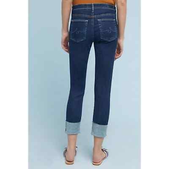 AG Adriano Goldschmied High Rise Stevie Cuff Slim Straight Blue Jeans, Size 25 - Picture 6 of 12
